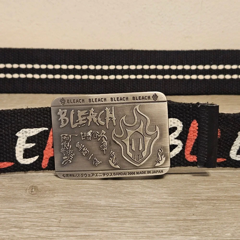Vintage 2005 Anime Bleach Black Canvas Belt Made in Japan Bandai Measures 40x1.5